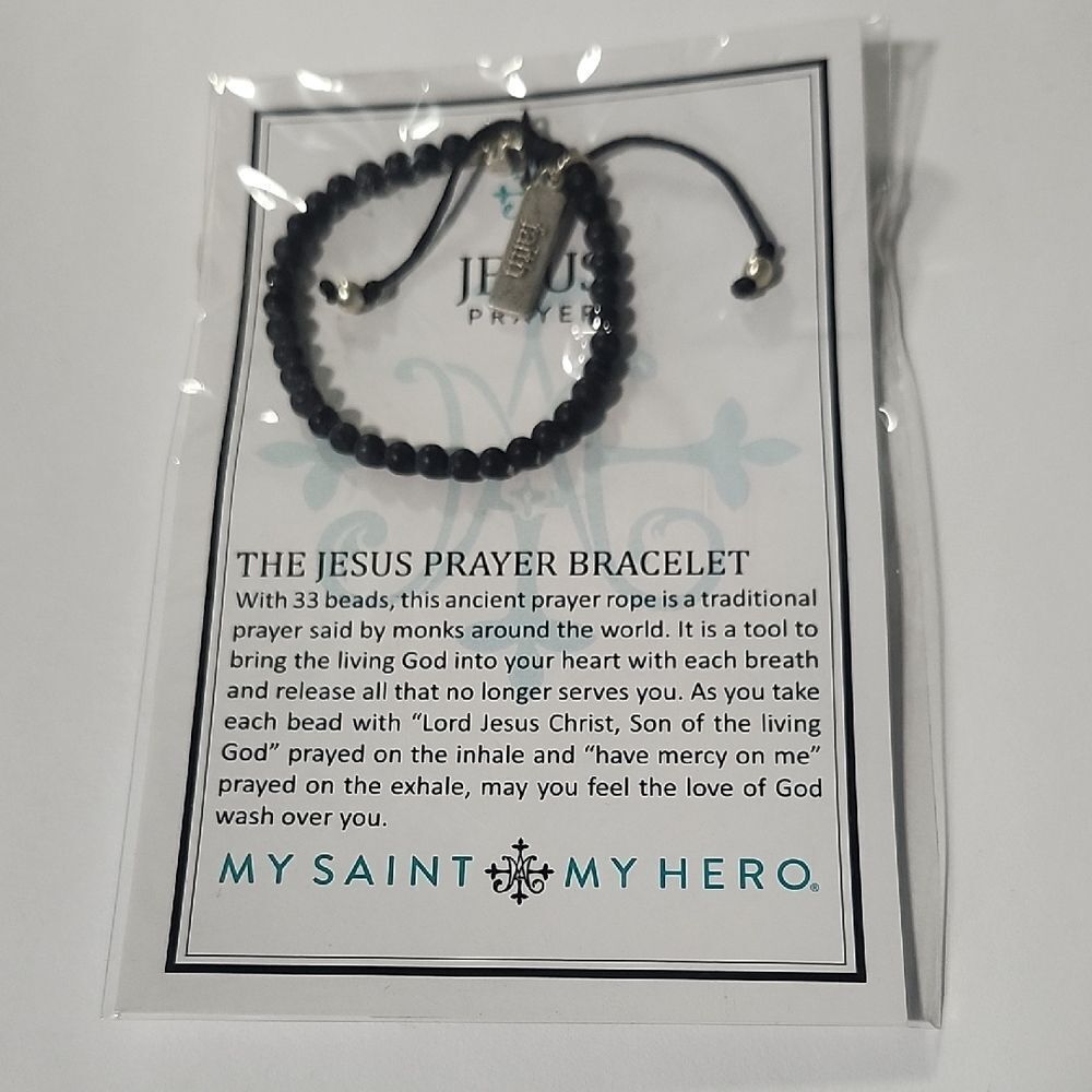 My Saint My Hero Black And Silver Jesus Prayer Bracelet